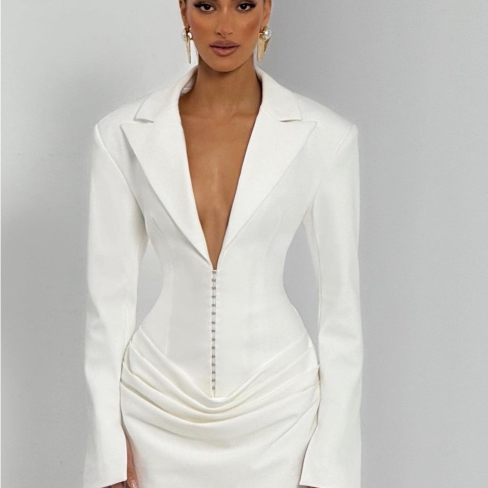 Elegant White Blazer Dress